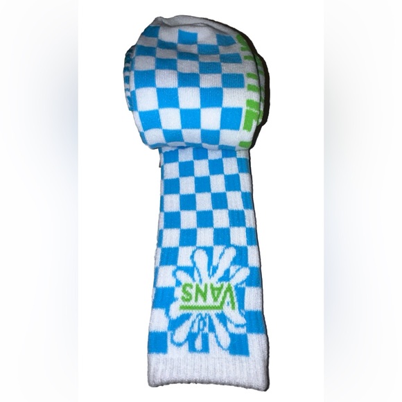 Vans Crew Socks 2 Pair Men 9-13 White Multicolor w Logo Checker OffTheWall Skate - Picture 10 of 12